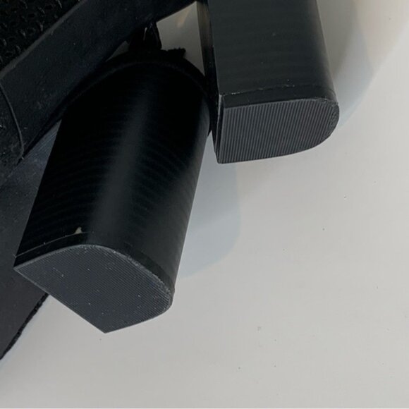 Mia, black suede peep toe block heel, 9M - Picture 8 of 9